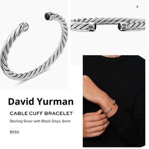 David Yurman Black Onyx Silver Cuff Bracelet. # 237
